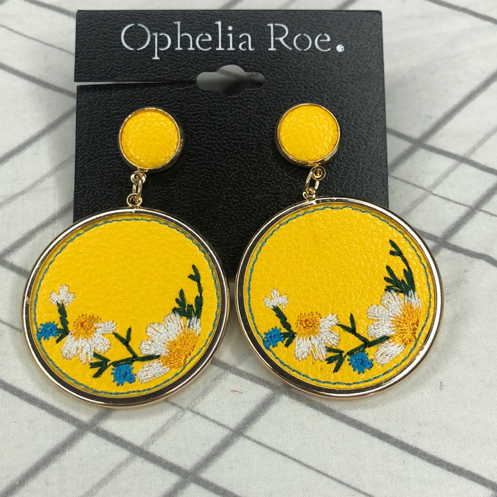 Ophelia Roe yellow embroidered earrings
